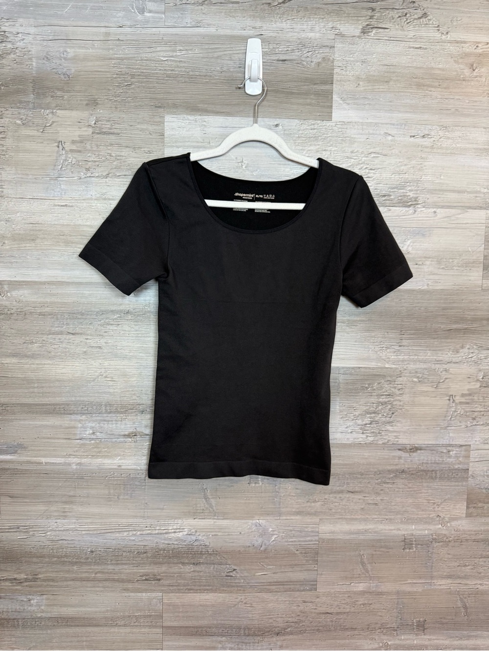 Shapermint Essentials Black Seamless Shaping Scoop Neck Tee Short Sleeve XL